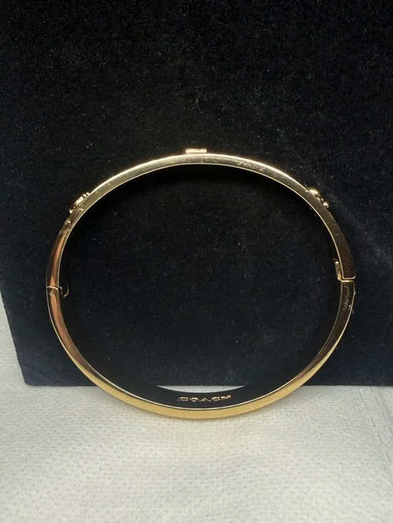 LOWSTART Coach Gold-Tone Red Glitter C Accent Bangle Bracelet w/Dustbag - Picture 11 of 16